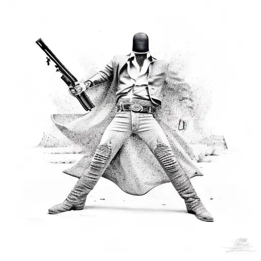 Gunslinger Showdown In A Dusty Western Town