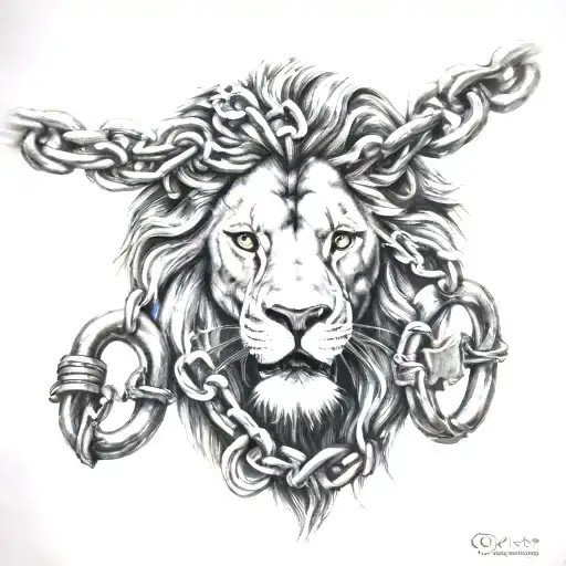 Lion Chained Up With A Lock
