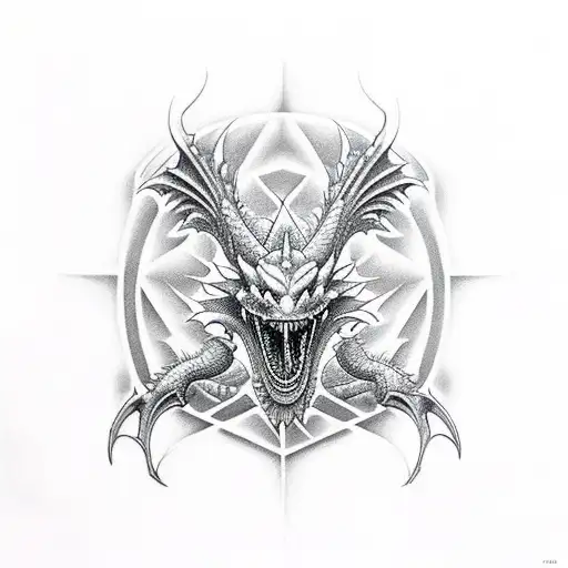 Design A Geometric 3D Dragon Tattoo Inspired By Working Out