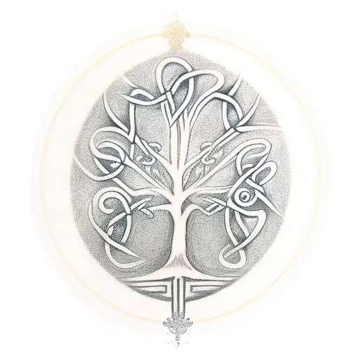 Tree Of Life Celtic With Bird Flying Near It