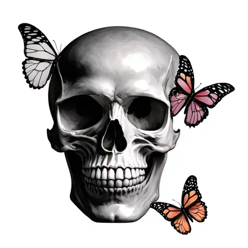 Open Skull With Butterfly
