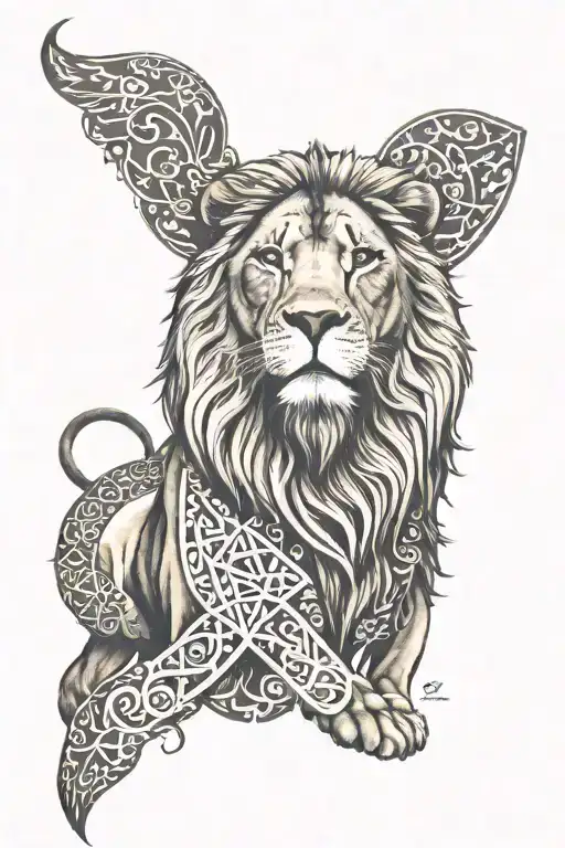 Lion And Arabic Calligraphy