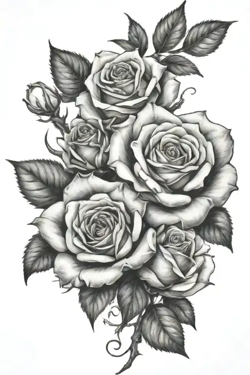 Rose And Gardenia Twined Together With Thorns