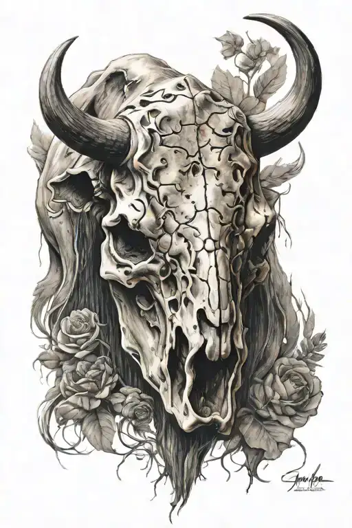 Worn Buffalo Skull Wearing