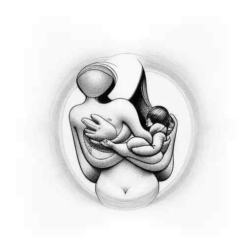 An Abstract Design Depicting The Bond Between A Mother And Child During Breastfeeding