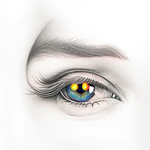 Girl Eye With Pupil On Fire