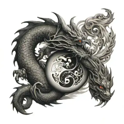 Dragon And Ying N Yang Arm Sleeve