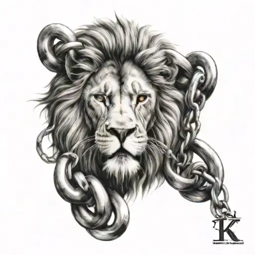 Chained Up Lion With Initials Ldw On The Lock