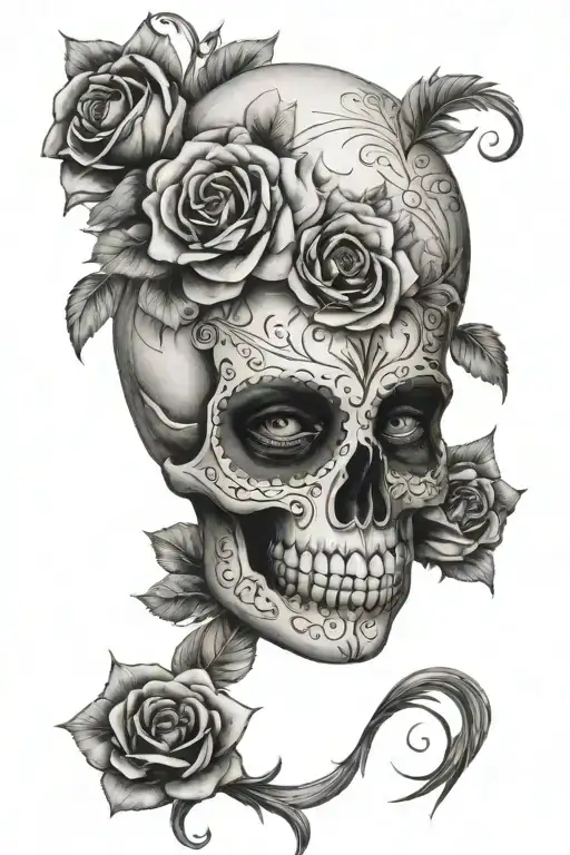 Female Sugar Skull With Roses