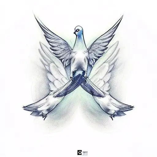 2 Doves Flying On Collarbone
