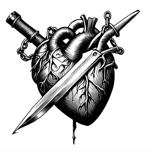 Heart In Chains With A Dagger Stabbing