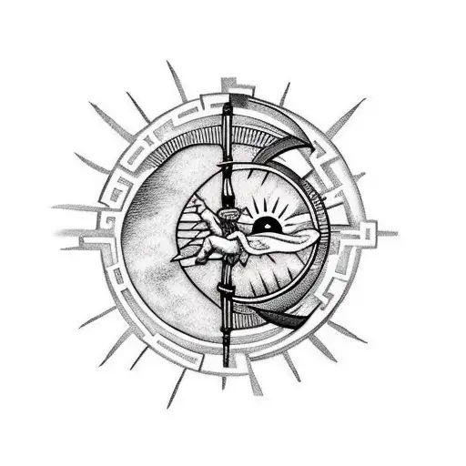 Greek Archer Morphed Into The Sun And Moon