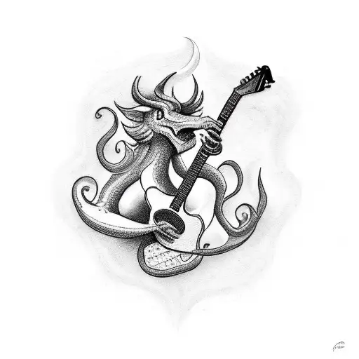 A Mythical Creature Playing A Guitar In A Lush Forest