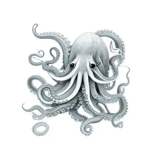 A Majestic Octopus Gracefully Swimming In The Deep Sea