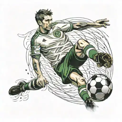 Soccer Player Kicking A Ball