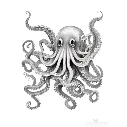 A Majestic Octopus Gracefully Swimming In The Deep Sea