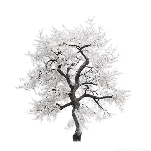 Dead Tree With Blooming Branches