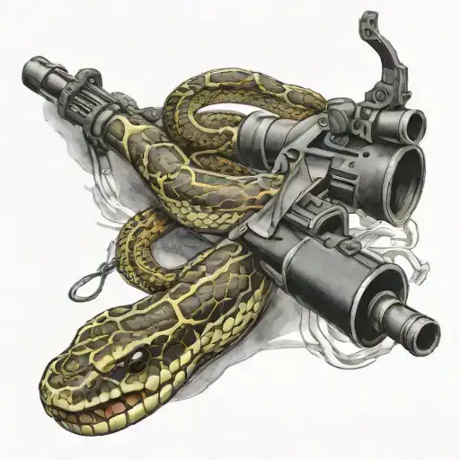 Snake Wrapping Around Ak-47