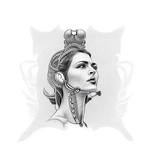 Human Rights Symbol With Vicking Woman Aesthetics