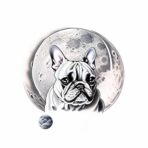 French Bulldog Sitting On The Moon