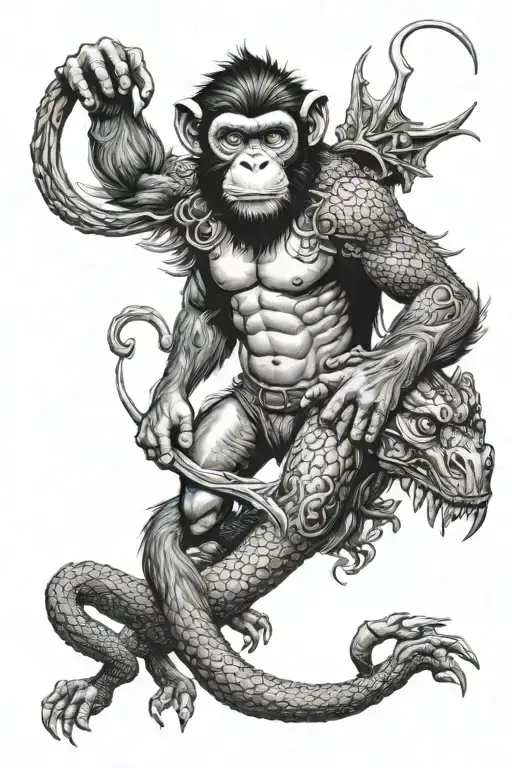 Monkey And Dragon Emerging