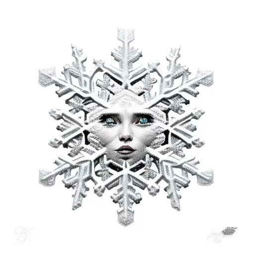 Snowflake Woman's Face Broken Heart