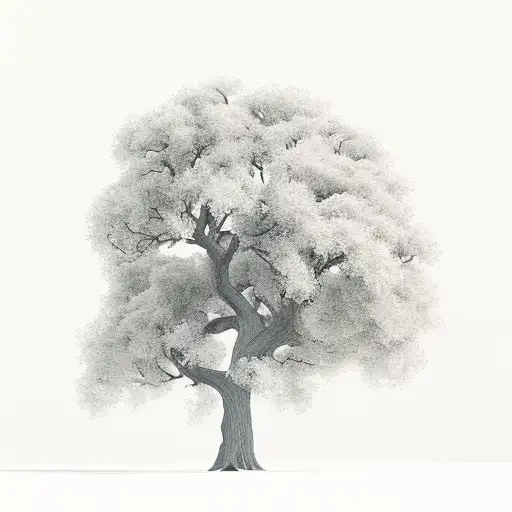 Windy Oak Tree With All Its Leaves