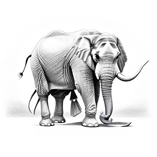 Side Profile Elephant Under A Tree