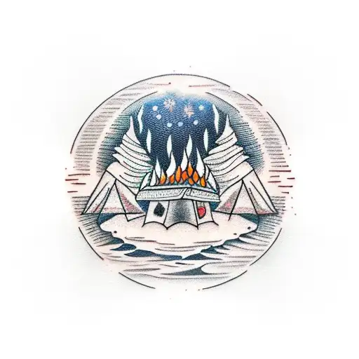 Northern Sky With Camp Fire