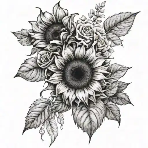Sunflower And Roses Sleeve