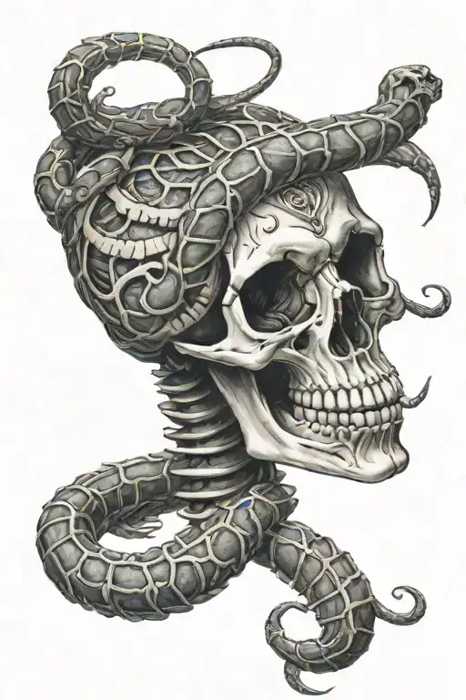 Skeleton Arm With Snake