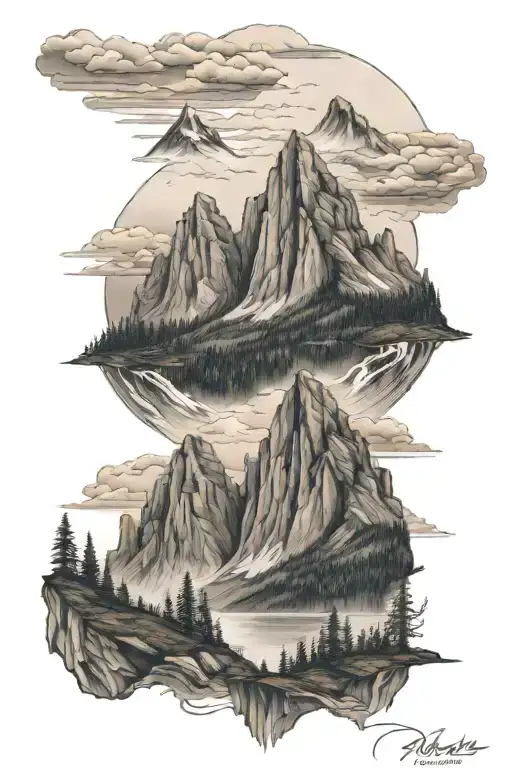 The Three Sisters Mountain Landscape