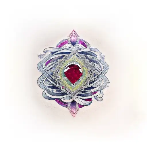 A Beautiful Ruby Incorporating The Symbols Of Love And Meditation