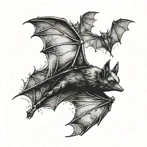 Black Small Bats Flying Around