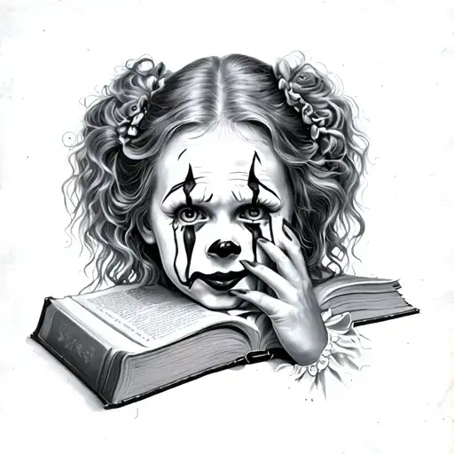 Clown Girl Crying With Her Bible