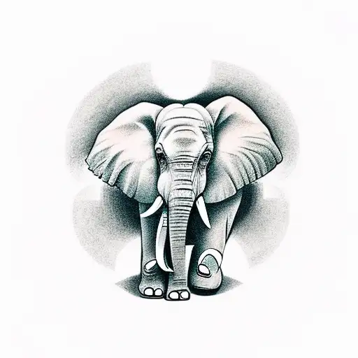 Elephant With A Geometric Minimilist Look Under A Tree