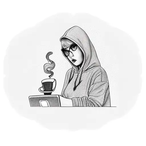 Girl Sitting At Chair With A Coffee Wearing Leggings And A Hoodie