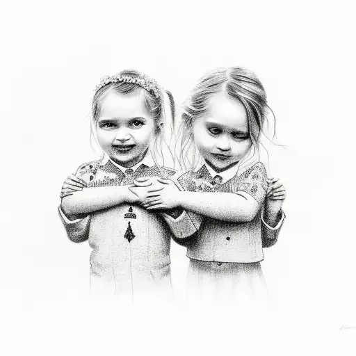 Father And Two Daughters Holding Hands