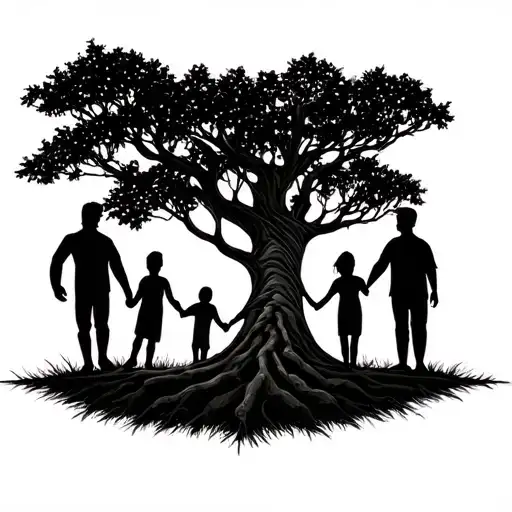 Family Tree Dad Mom 4 Brothers Holding Hands