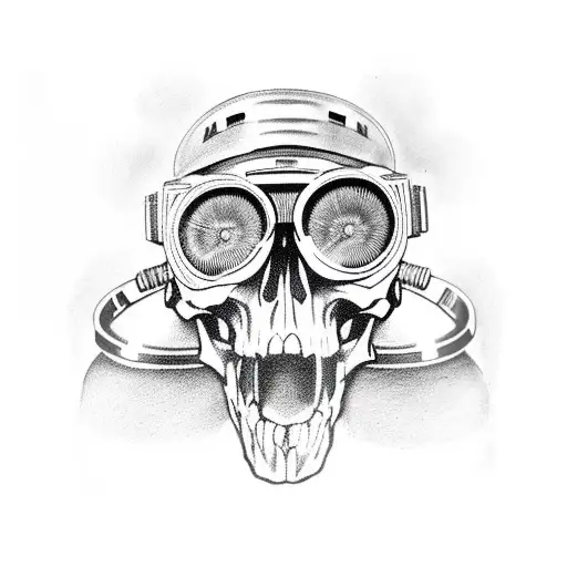 Skull Wearing Army Helmet With Night Vision Goggles