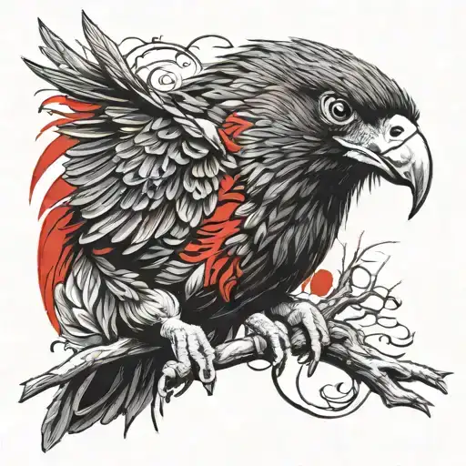 Black-red Aggressive Bird