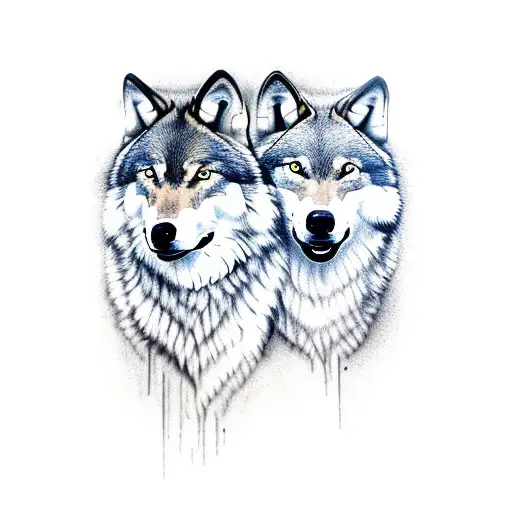 2 Wolves One Black One White Killing Each Other For A Slim Forearm