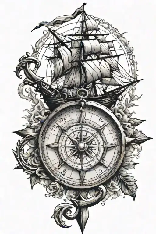Sailing Ship Compass And Anchor To Fit On A Forearm