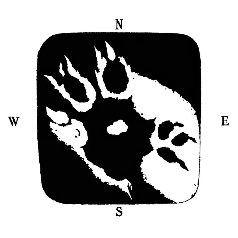 Dog Paw Print Inside Compass