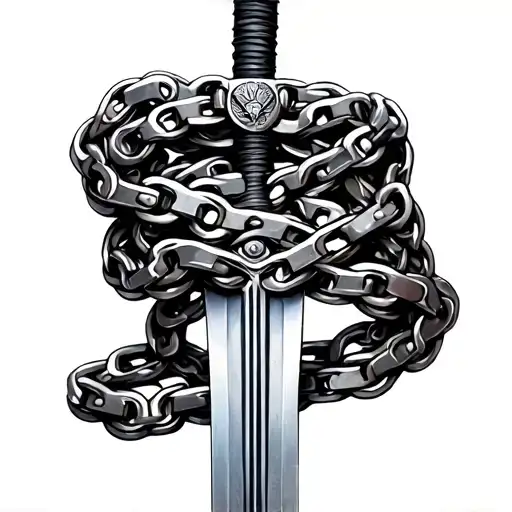 Sword Wrapped Around With Motobike Chain Wrapped