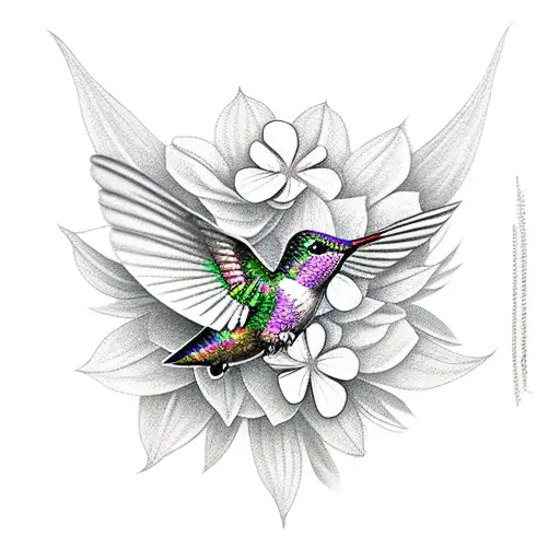 Hummingbird With Flowers