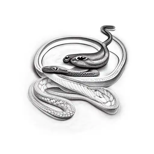 A Black And White Tattoo Of A Snake Wrapped Around A Cooking Spoon
