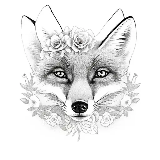 Fox With Flowers