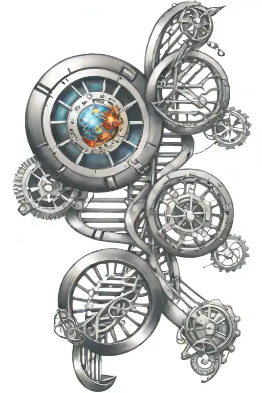 Dna Strand And Turbo With Atom Structure And Gemini Sign