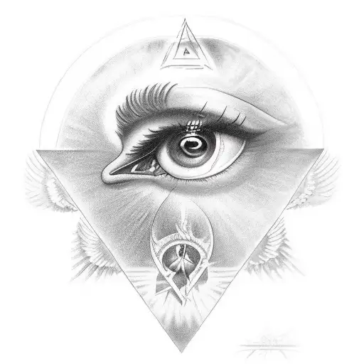 Triangle Eye With Angel Wings And With Halo